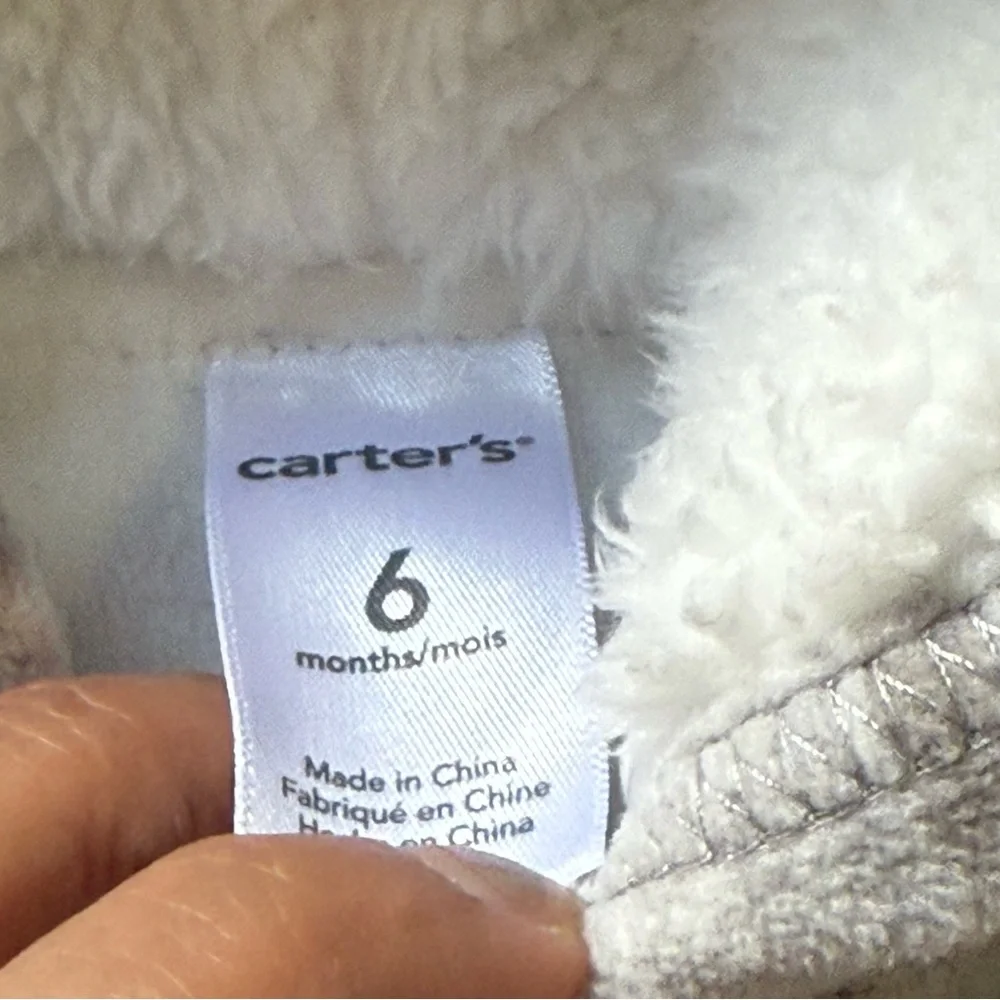 Carter's Striped Gray Hooded Footie Size 6 months